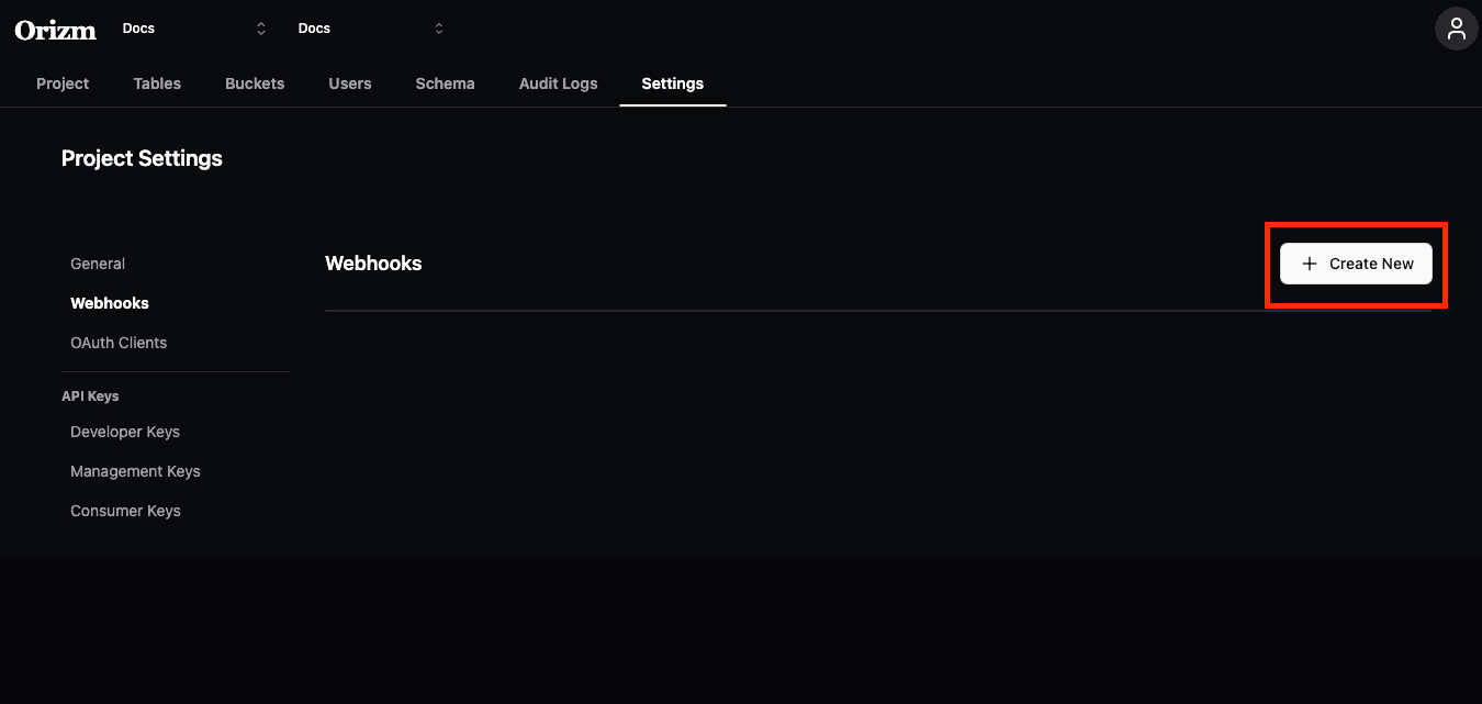 Webhookの作成をクリック